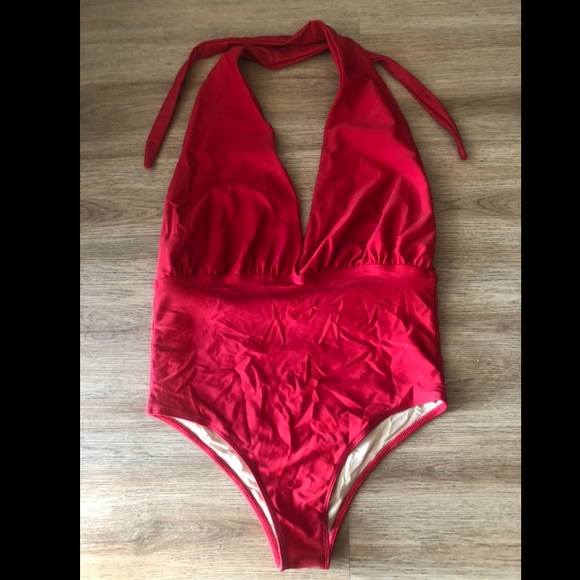 Red American Apparel one piece swimsuit - Picture 1 of 3